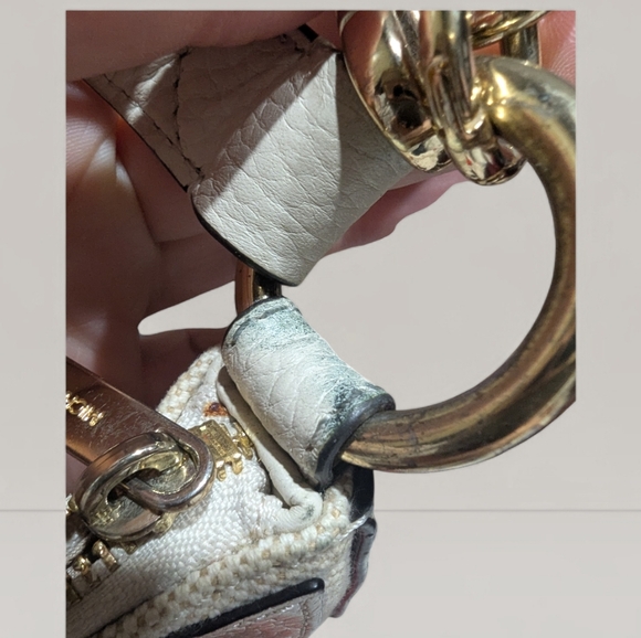 Michael Michael Kors Pebbled Leather Hobo Bag White Gold Tassel Crossbody - Picture 7 of 11